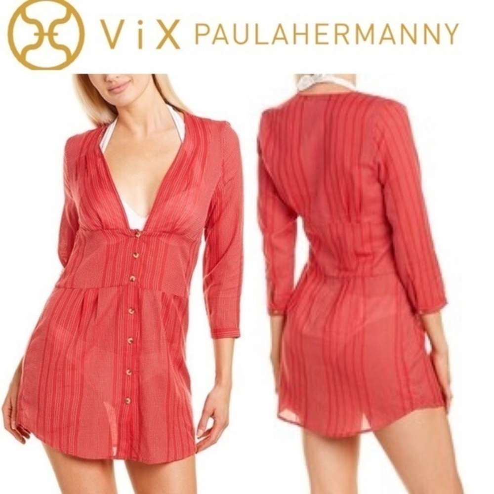 Vix Ana Chemise Cover-Up in Red sz S NWT 138$